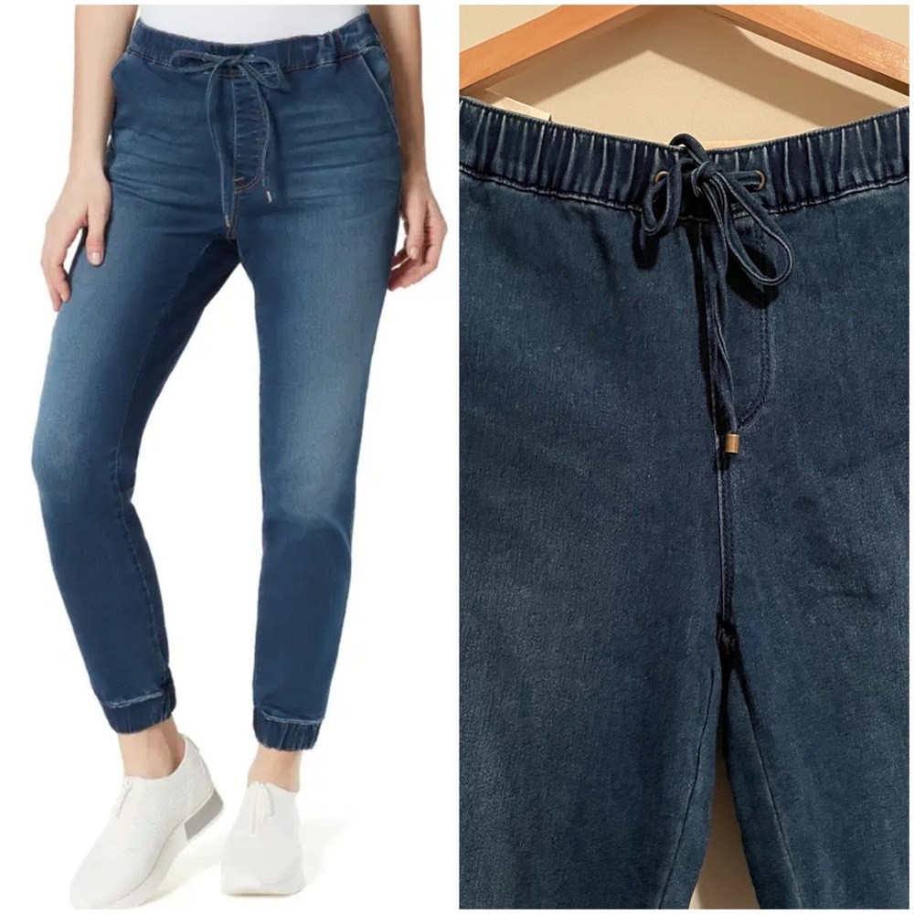 ANNE KLEIN High Waist Denim Joggers In Senna